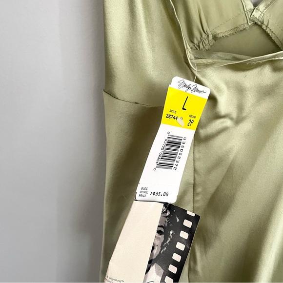 Vintage 90s Marilyn Monroe Warners Silk Slip Dress NWT Size Large Sage Green - Picture 4 of 6